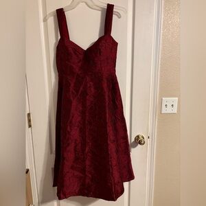 NWT RIHOAS Wine Red Floral Fit and Flare Dress Large Party Cocktail Prom Bridal
